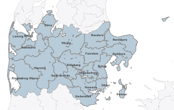 Kort med GeoMidts medlemmer